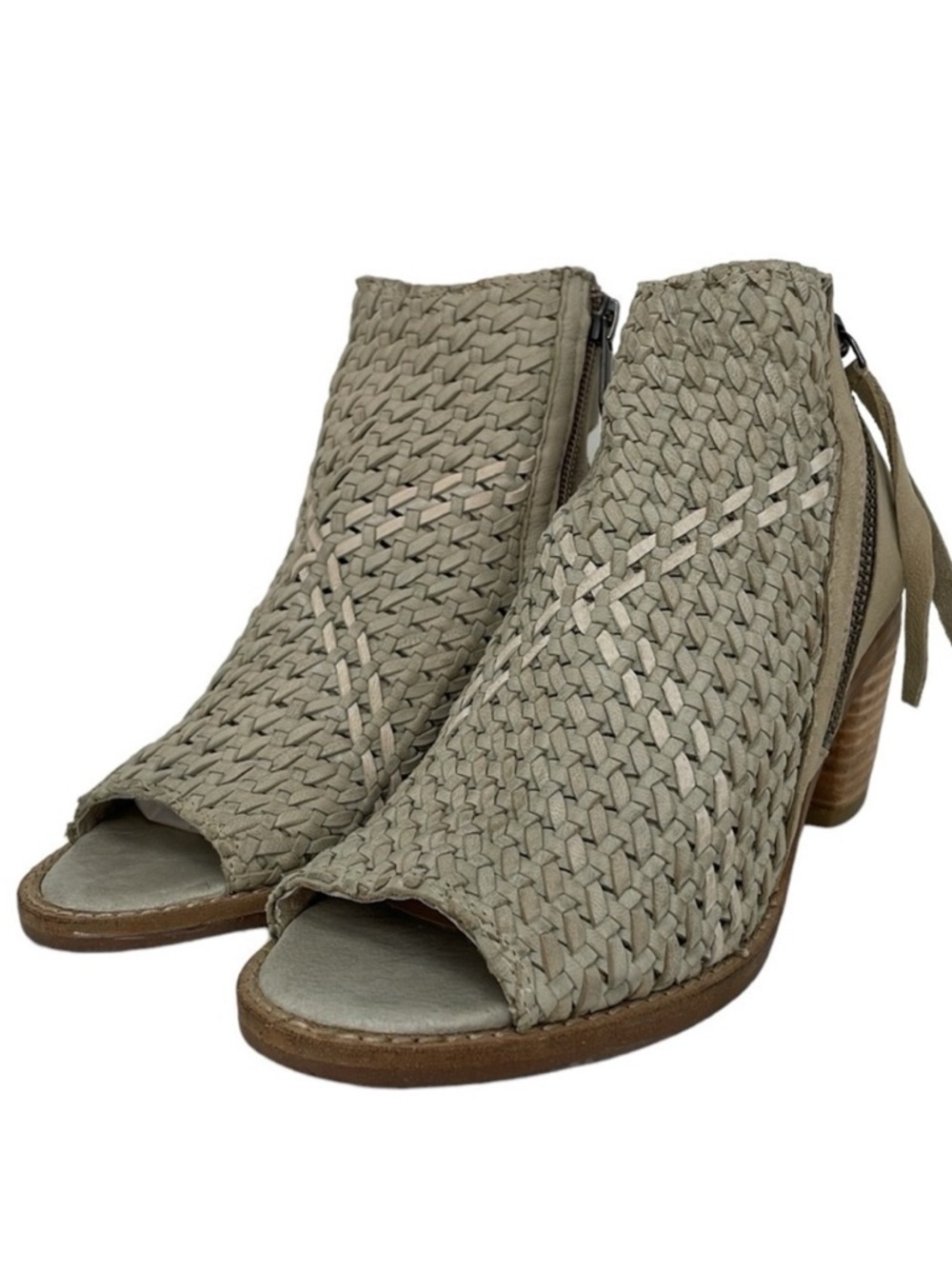 Sam Edelman Heels Women's 7 Tan Woven Open Toe Pumps Shoes